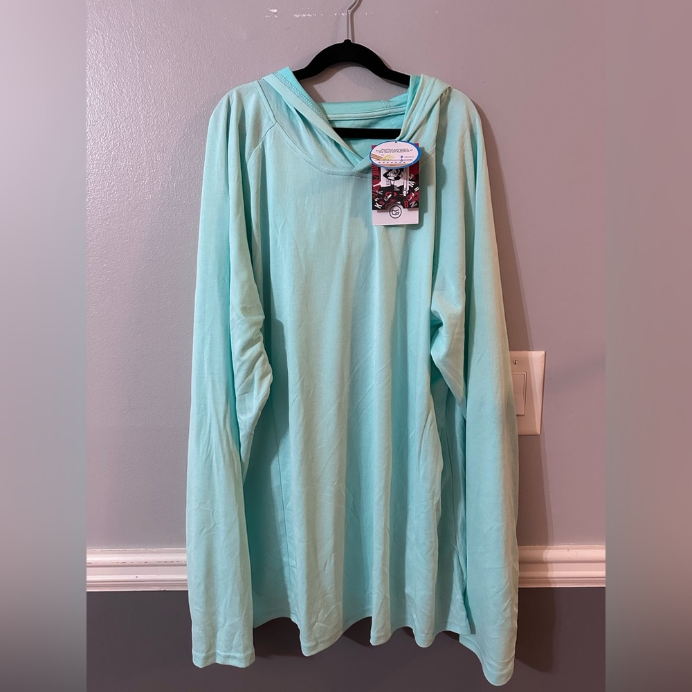 NEW Gradual UPF 50 UV Sun Protection Shirt Long Sleeve Hooded Pullover Blue 3XL